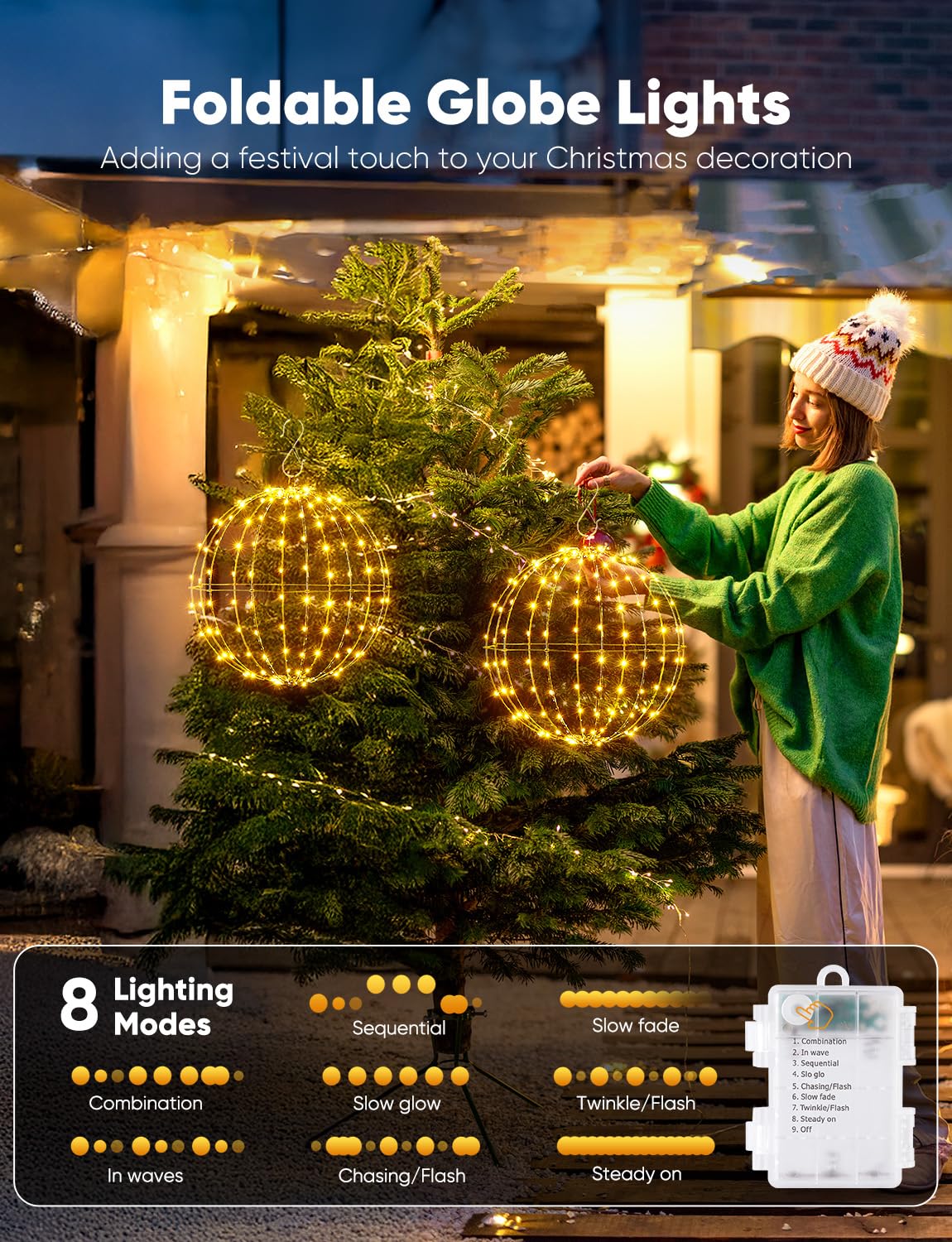 Outdoor Christmas Ball String Lights for Holiday Decorations