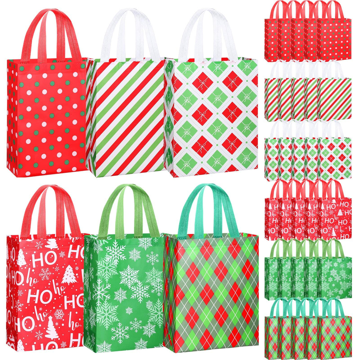 Reusable Non Woven Gift Tote Bags 60 Pack with Handles