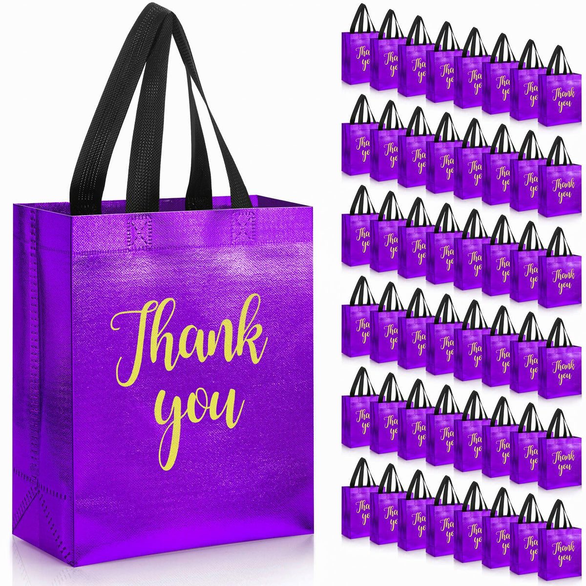 Glossy Thank You Gift Bags with Handles for Party Favors