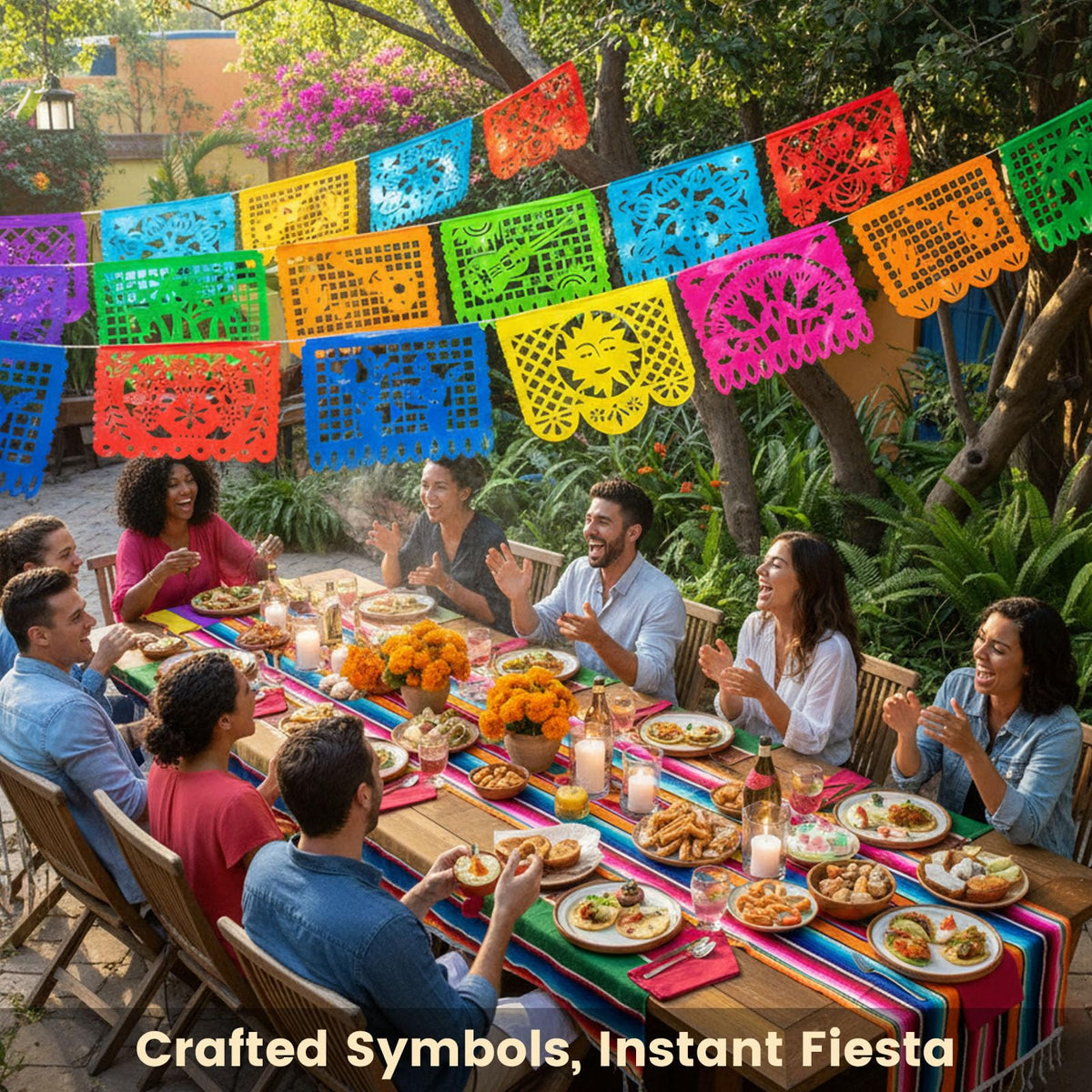 Mexican Fiesta Papel Picado Banner for Birthday Party Decor