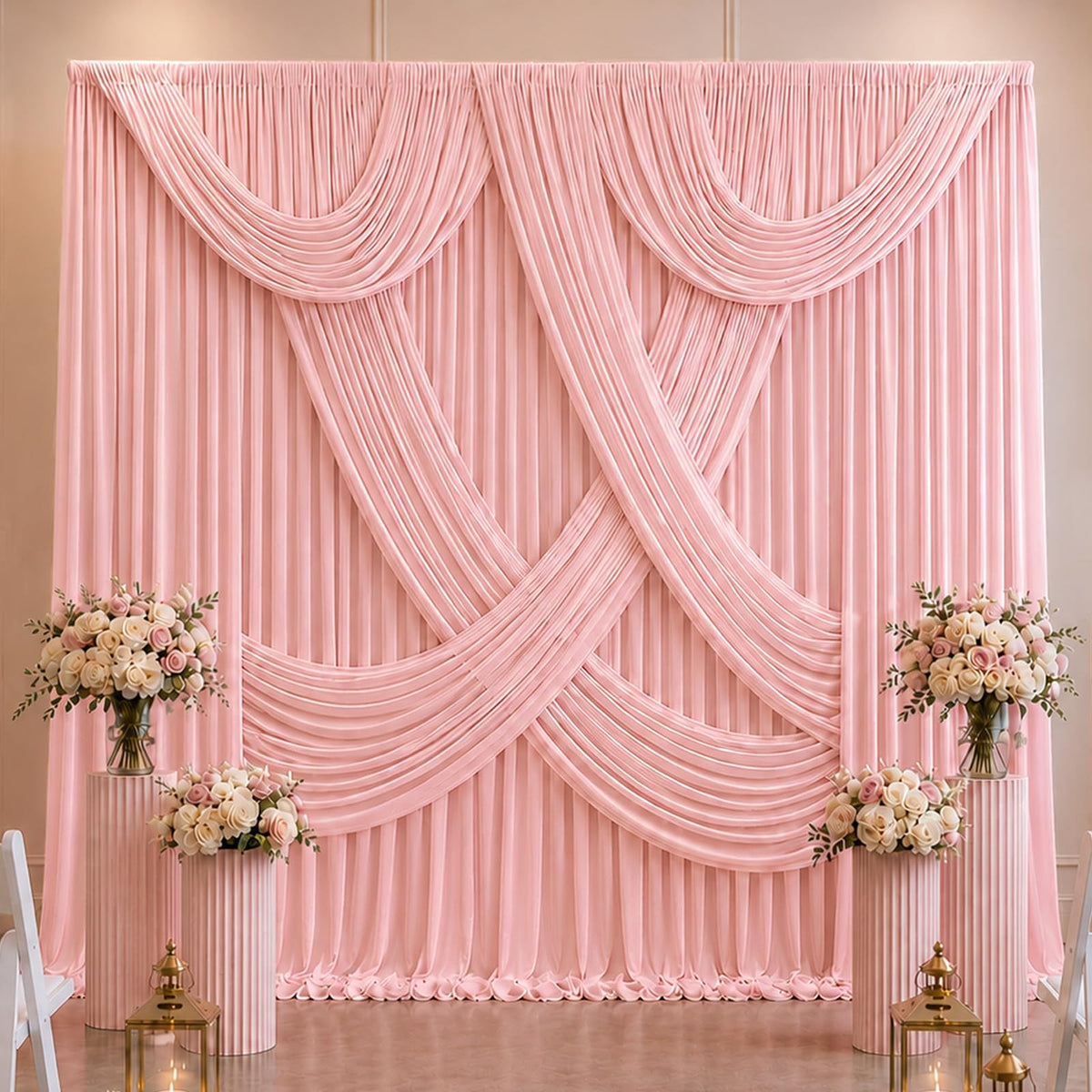 White Fabric Backdrop Curtain for Wedding and Party Decor