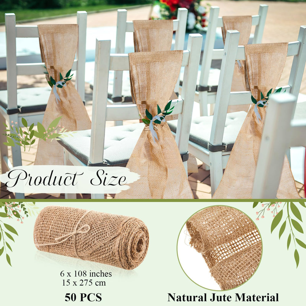 Natural Burlap Chair Sashes for Weddings and Party Decor