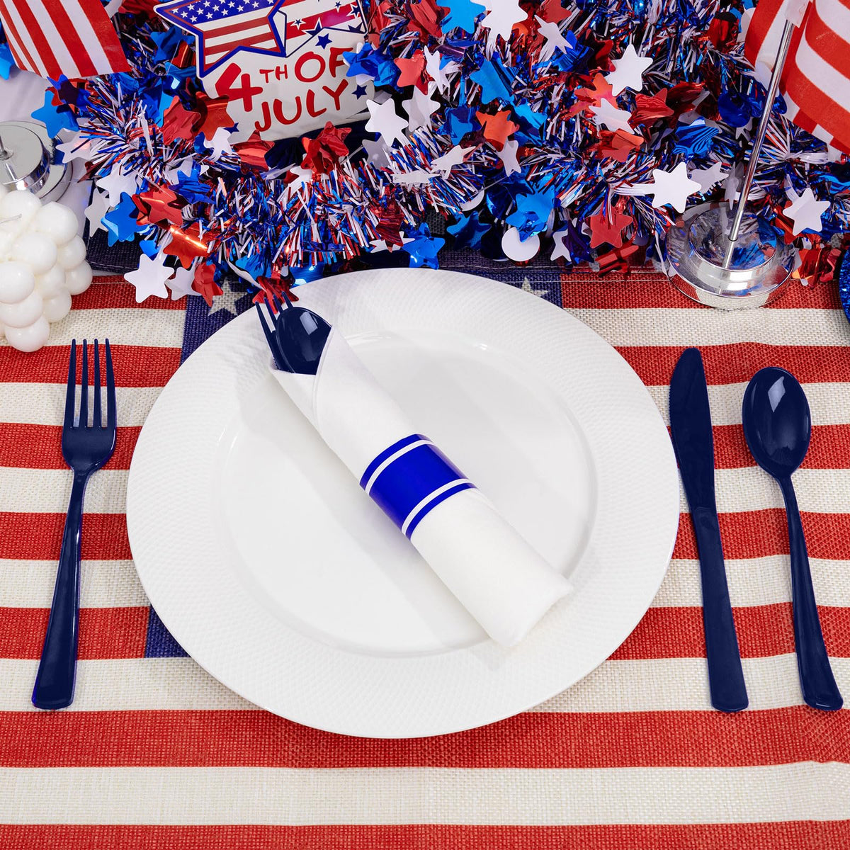 Pre Rolled Silverware and Napkin Set 400 Pieces for Parties