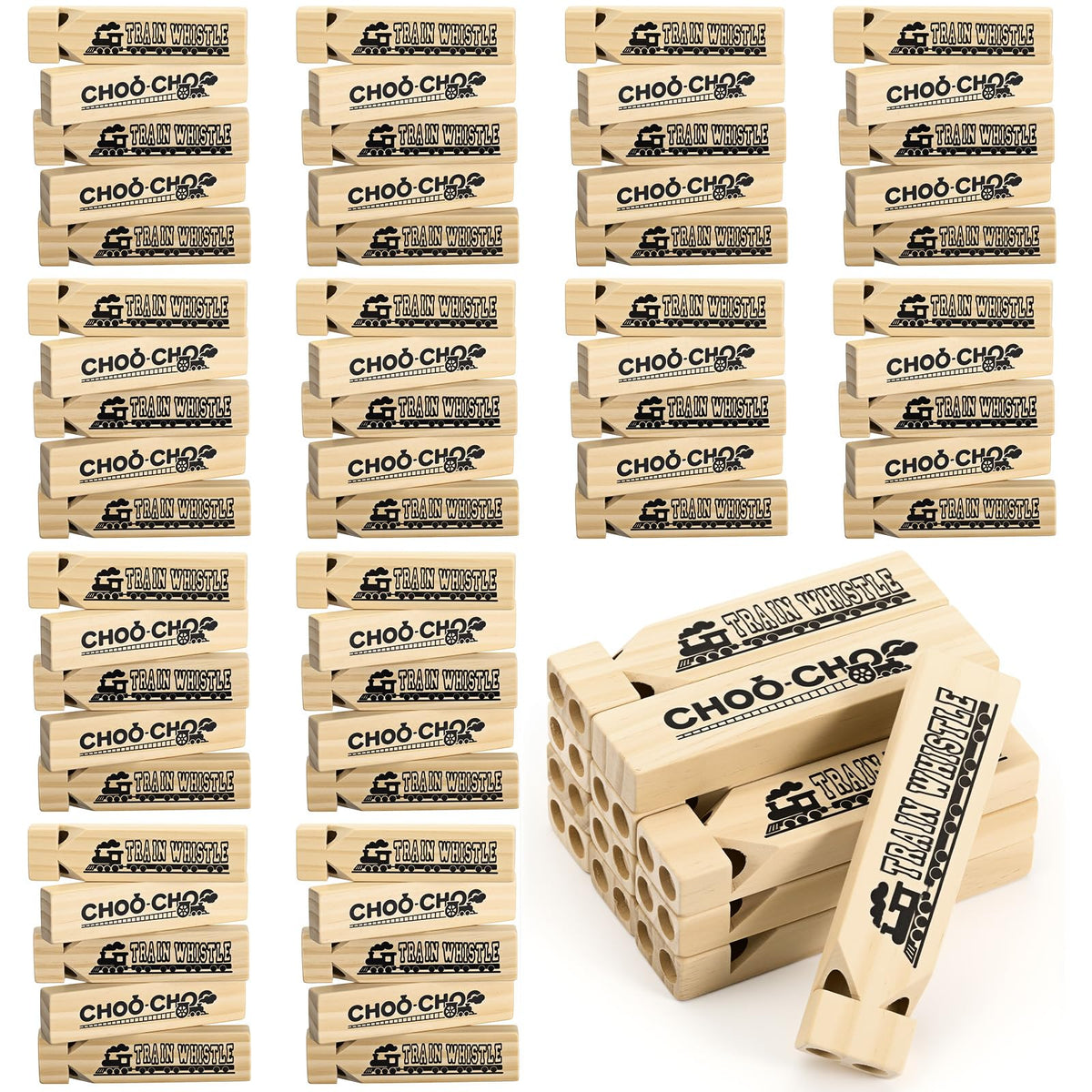 Wooden Train Whistles for Party Favors and Kids Toys
