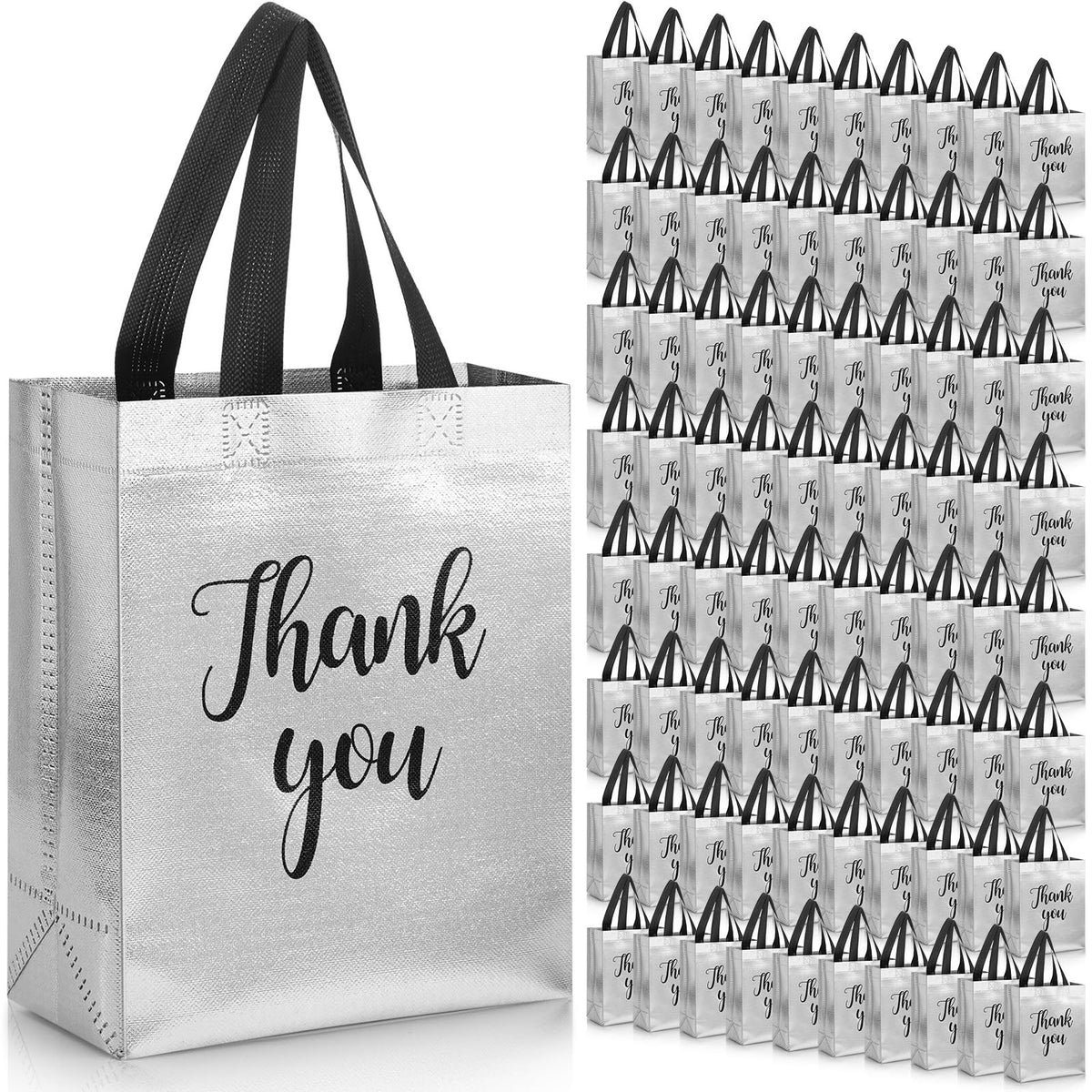 Glossy Thank You Gift Bags with Handles for Party Favors