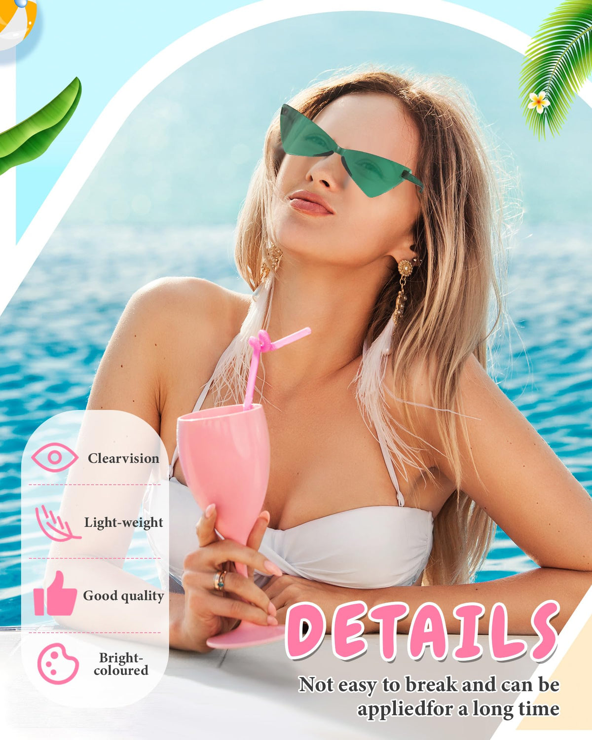 Mixed Style Rimless Party Sunglasses Bulk Pack