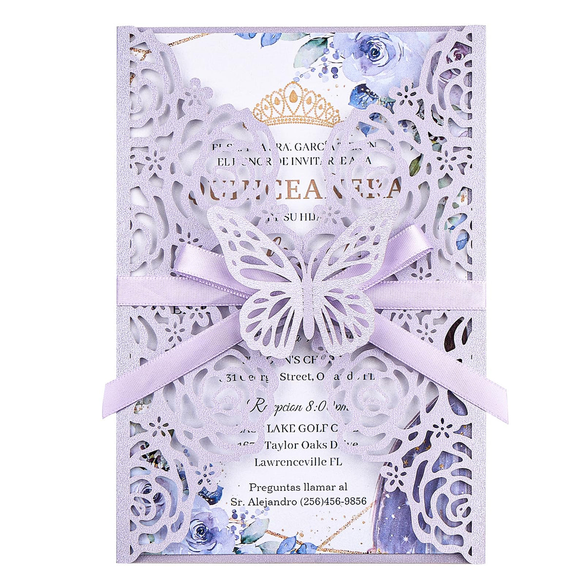 Pink Butterfly Laser Cut Invitations 50 Pack with RSVP Cards