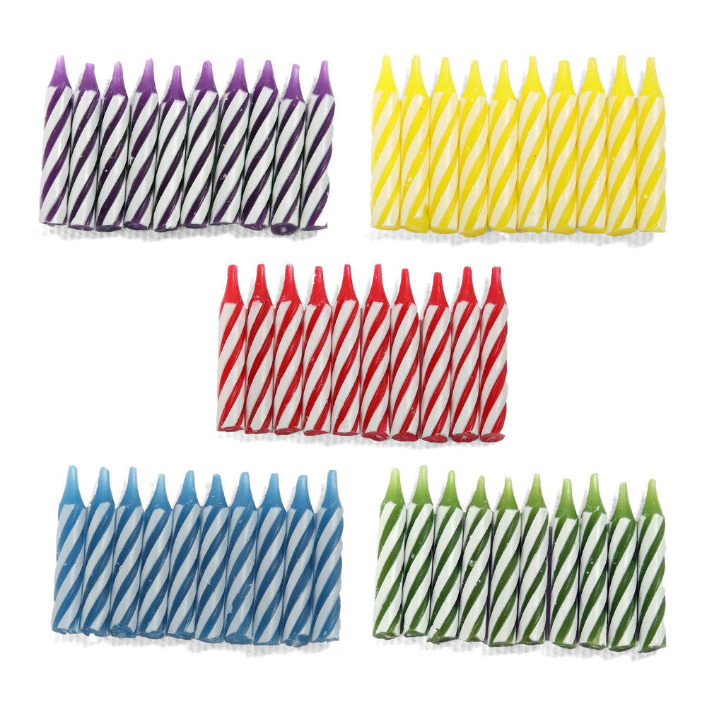Multicolor Spiral Birthday Candles 500 Pack for Cakes and Parties