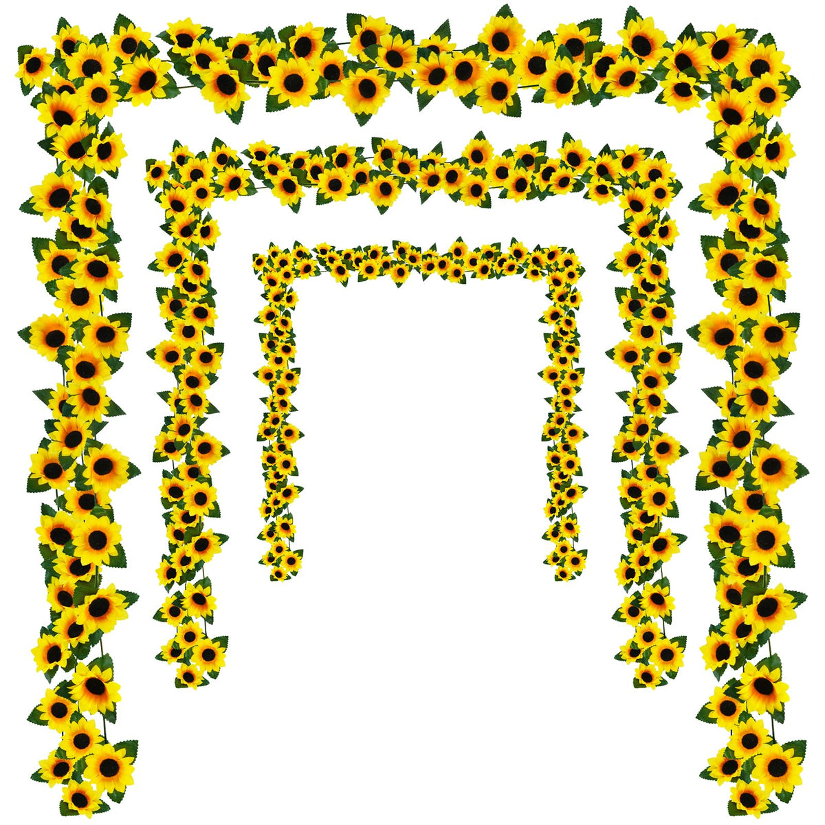 Artificial Sunflower Garland with Green Leaves for Party Decor