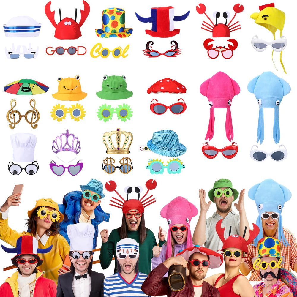 Funny Hats and Glasses 32 Piece Halloween Costume Set