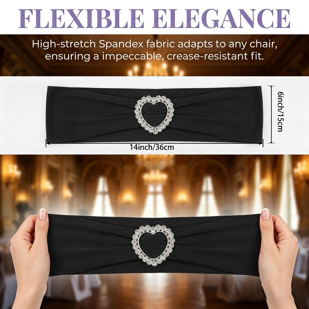 Stretch Spandex Chair Sashes with Buckles for Wedding Decor