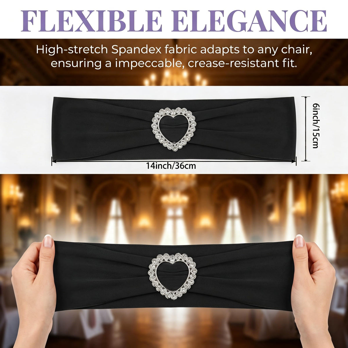 Stretch Spandex Chair Sashes with Buckles for Wedding Decor