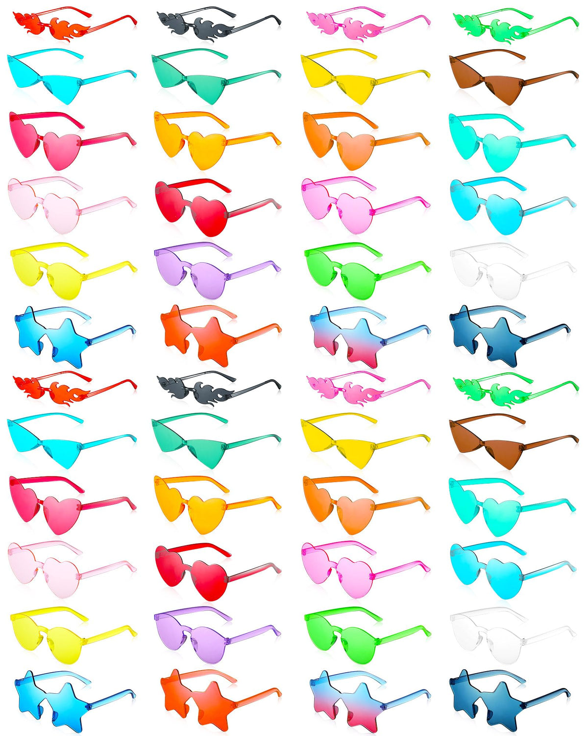 Mixed Style Rimless Party Sunglasses Bulk Pack