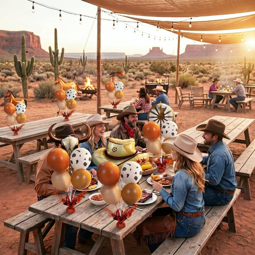 Cowboy Party Balloon Stand Kit 12 Sets Western Table Centerpiece