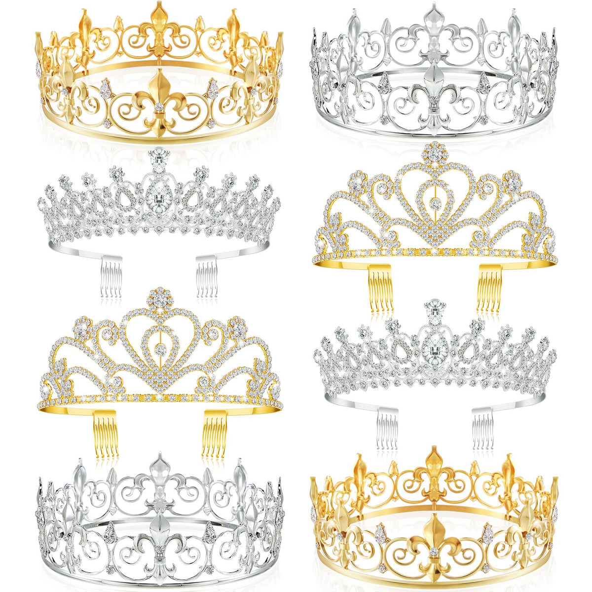 King and Queen Crown Set for Adult Halloween Cosplay Parties