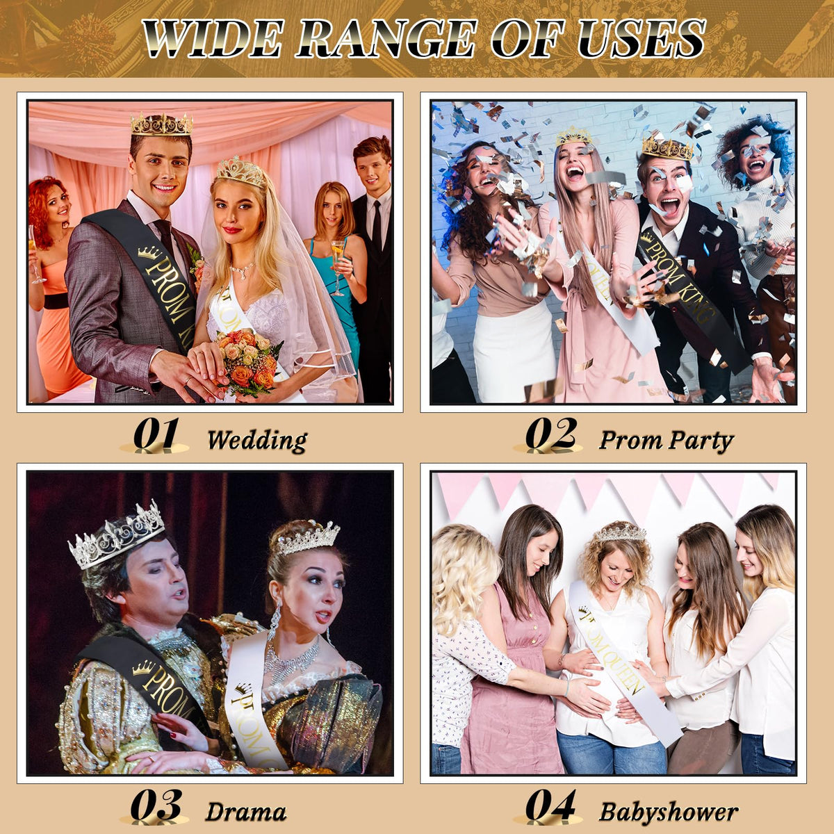 King and Queen Crown Set for Adult Halloween Cosplay Parties