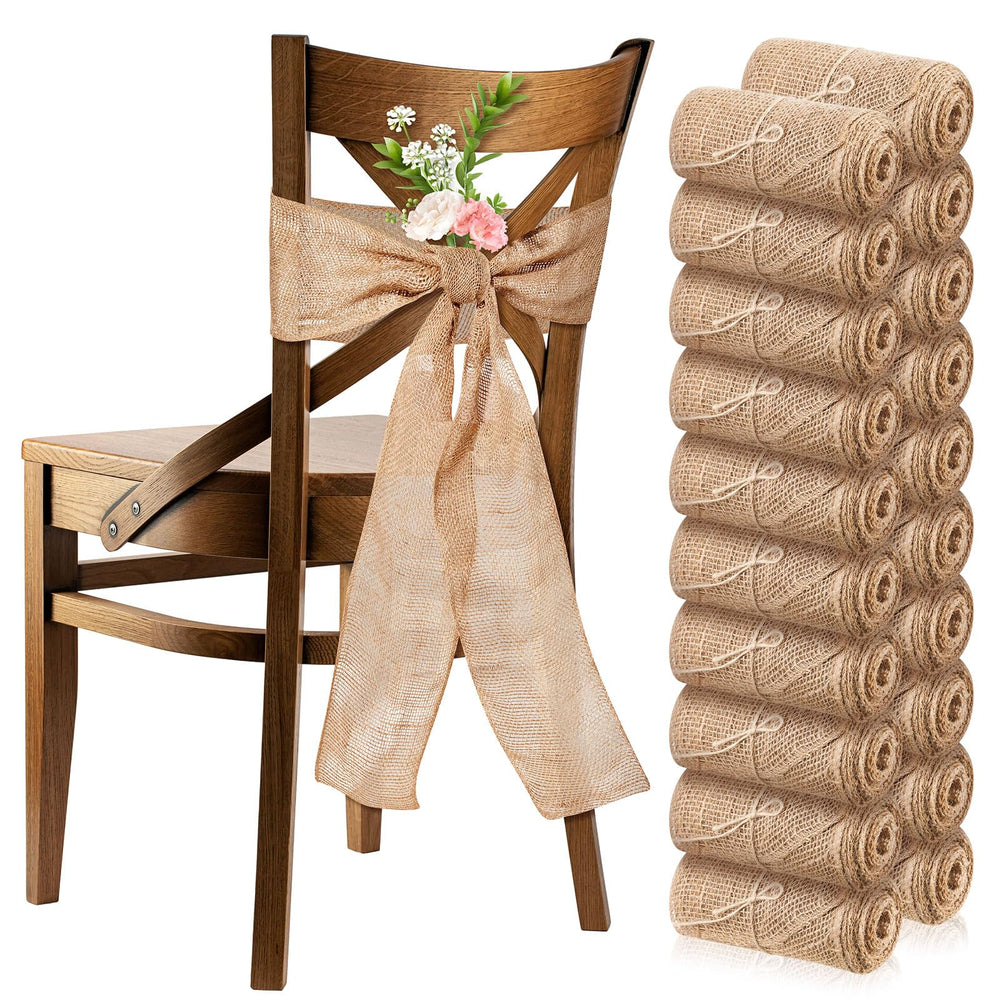 Natural Burlap Chair Sashes for Weddings and Party Decor
