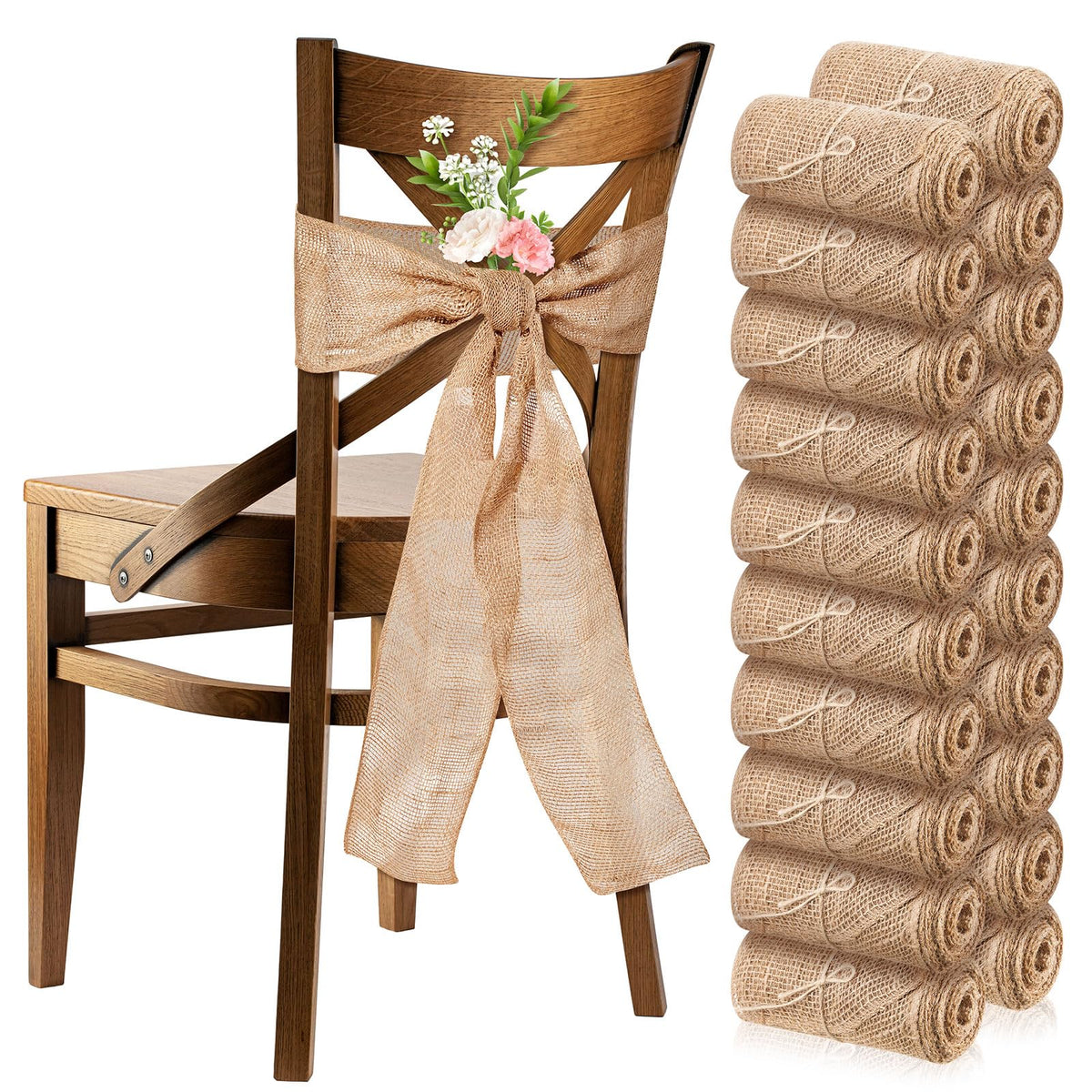 Natural Burlap Chair Sashes for Weddings and Party Decor