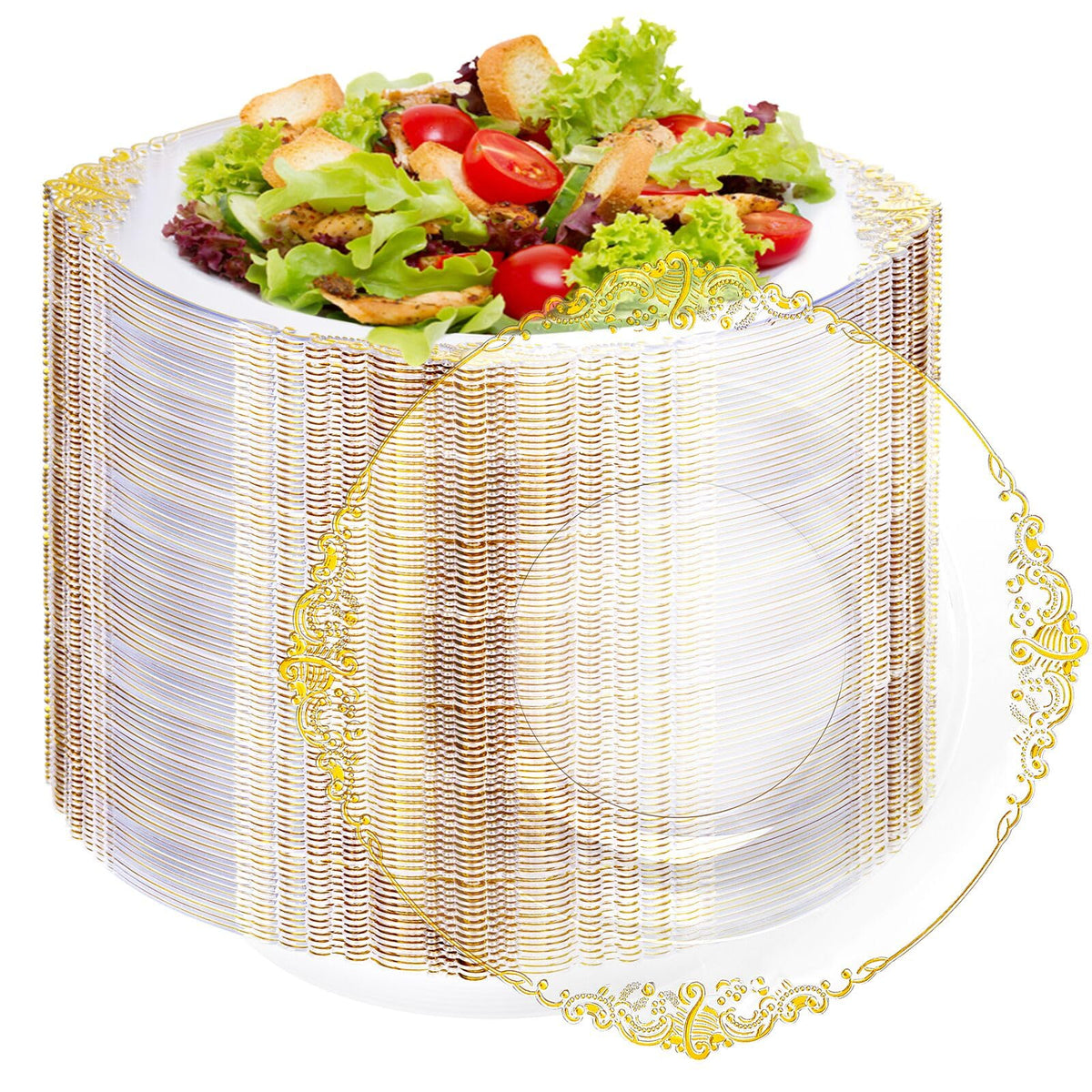 Disposable Plastic Salad Bowls 12 oz 100 Pack for Parties