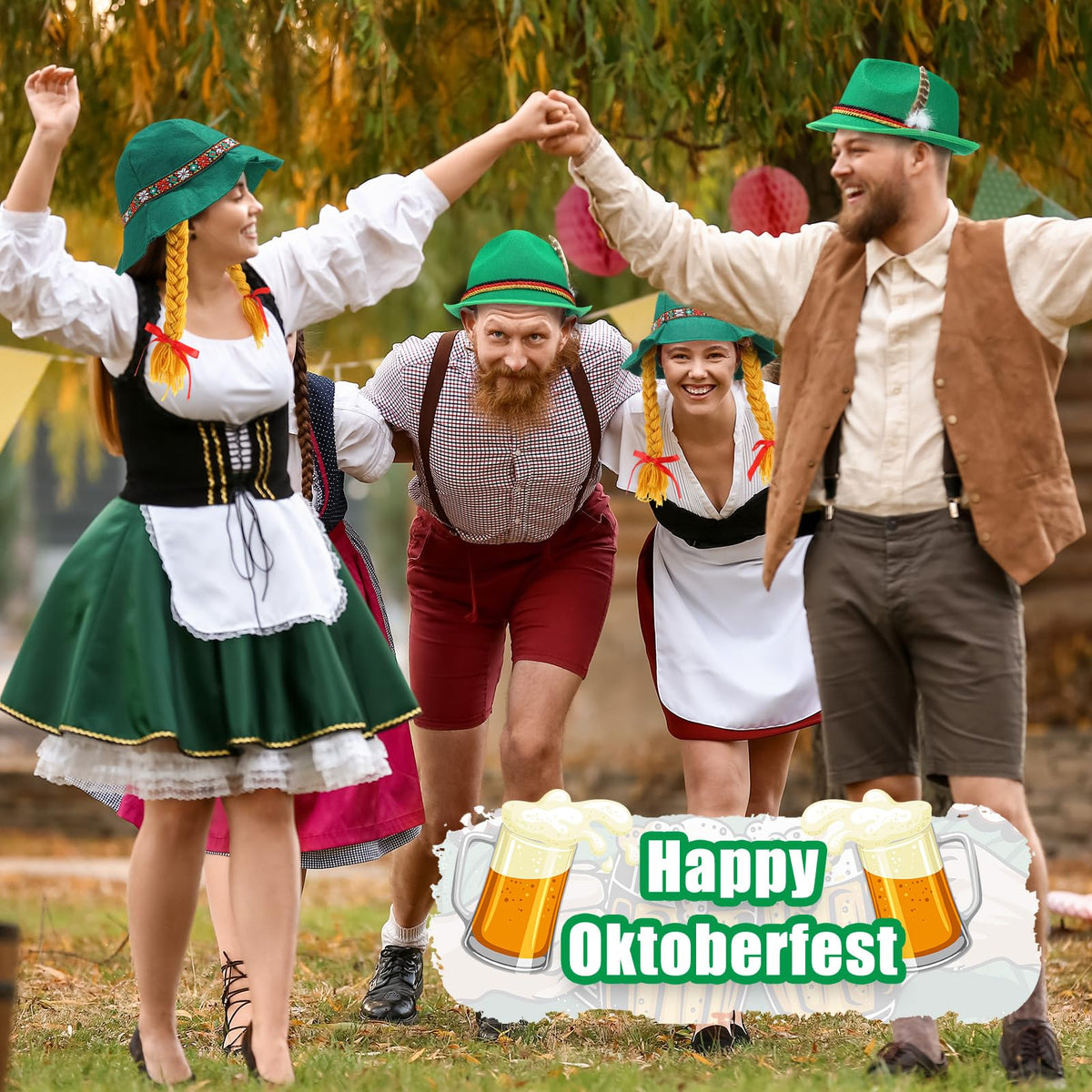 Oktoberfest Bavarian Costume Hats 12 Piece Set for Parties