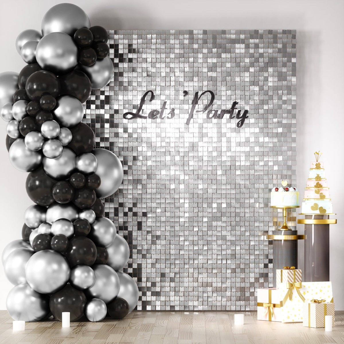 Square Sequin Shimmer Wall Backdrop for Party Photo Decor
