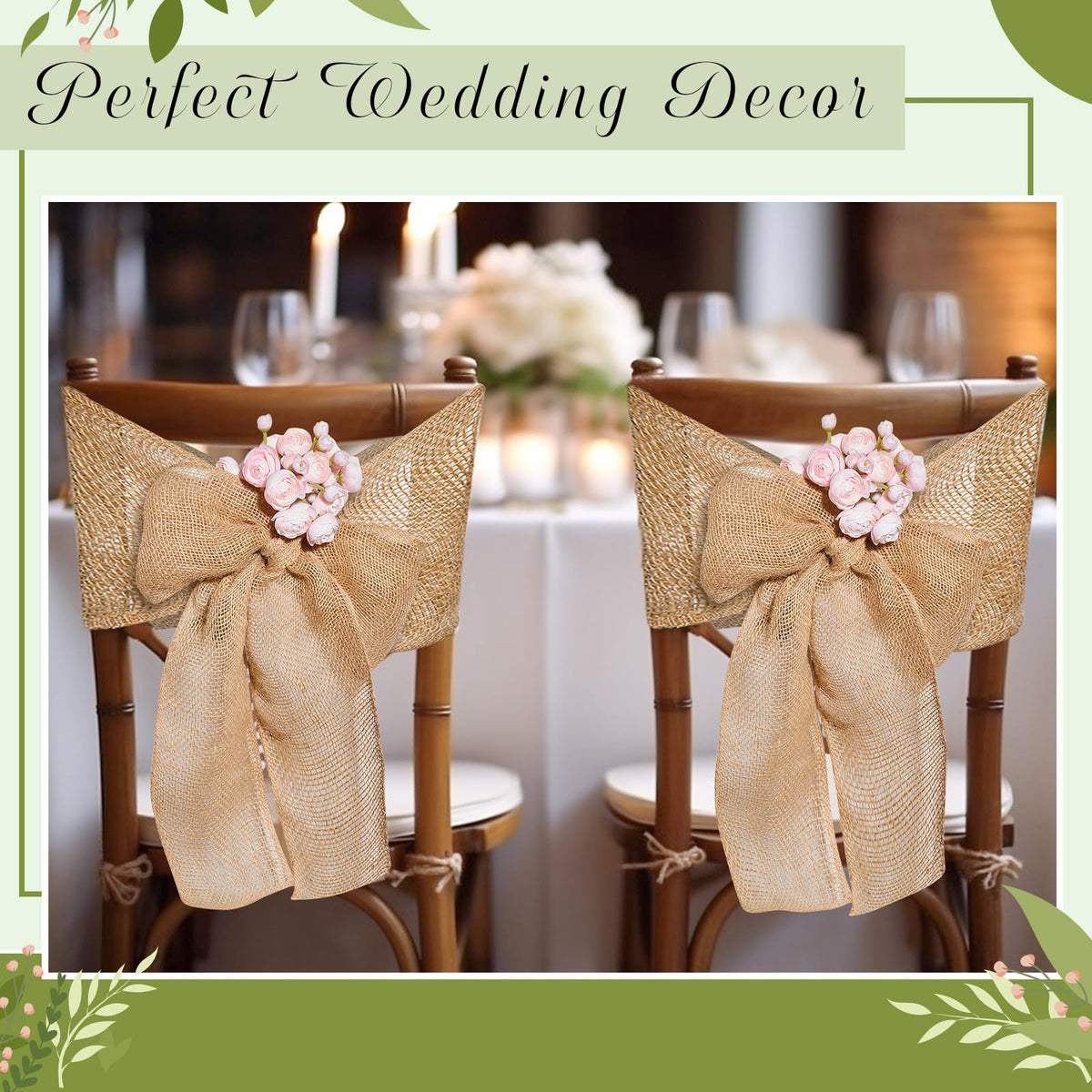 Natural Burlap Chair Sashes for Weddings and Party Decor