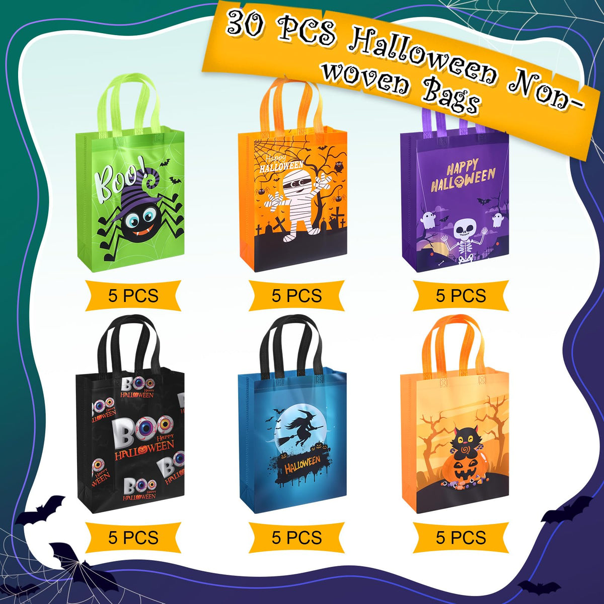 Reusable Non Woven Gift Tote Bags 60 Pack with Handles