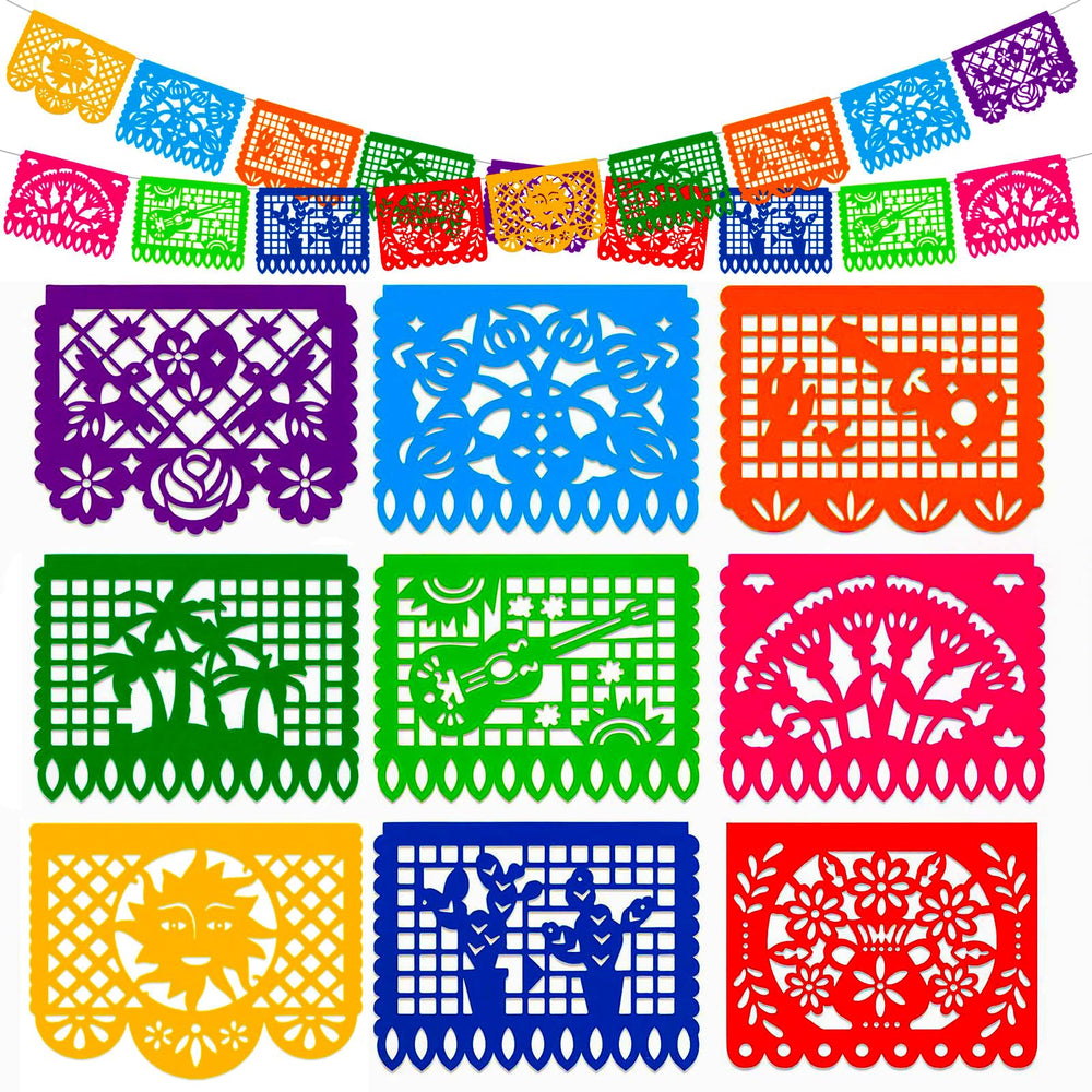 Mexican Fiesta Papel Picado Banner for Birthday Party Decor