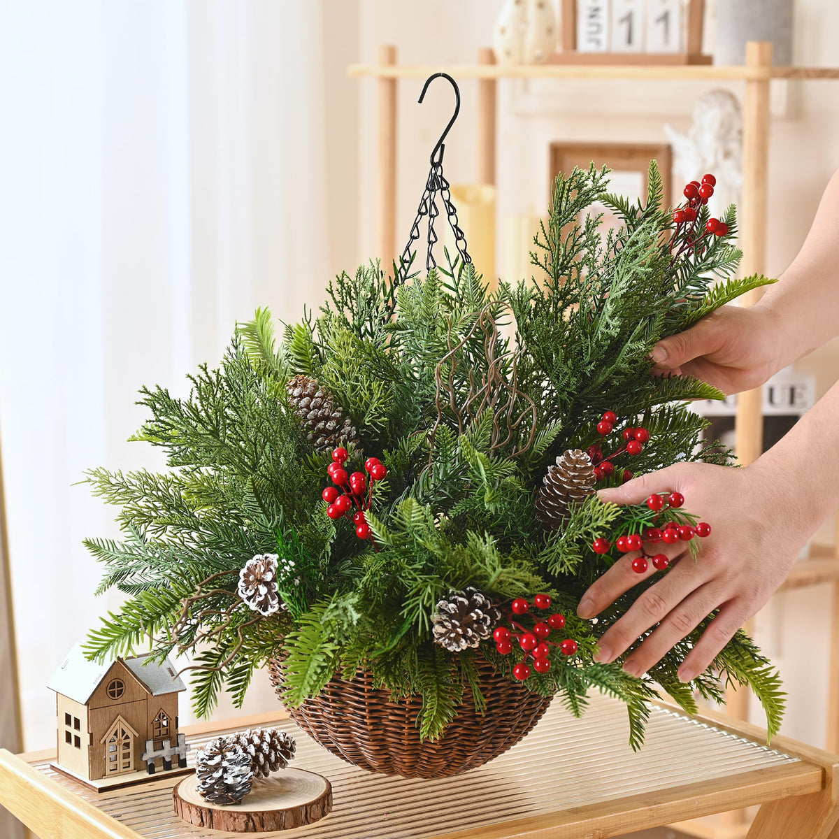 Christmas Hanging Baskets for Outdoor Porch Decorations