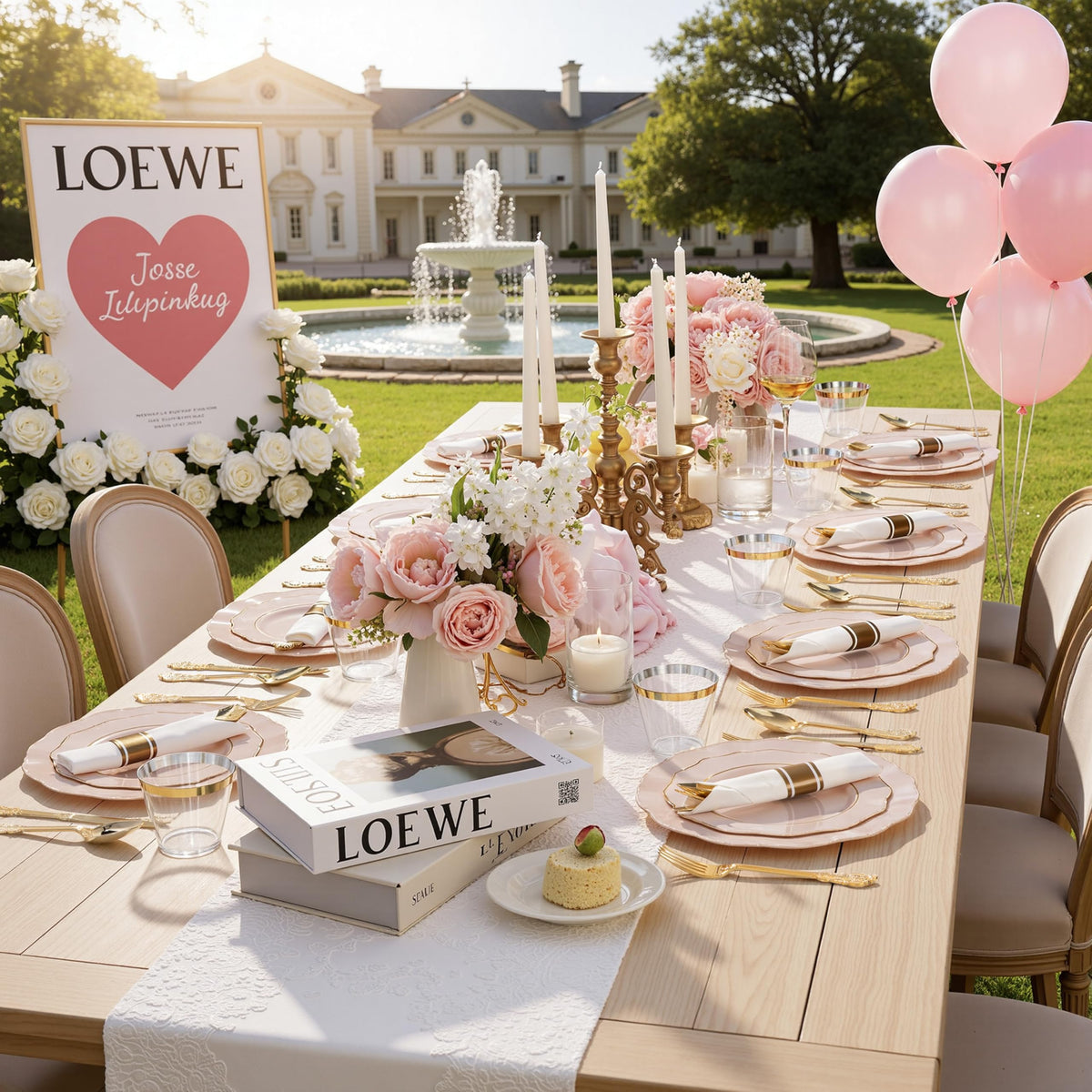 Pink Disposable Dinnerware Set for 50 Wedding Party Guests