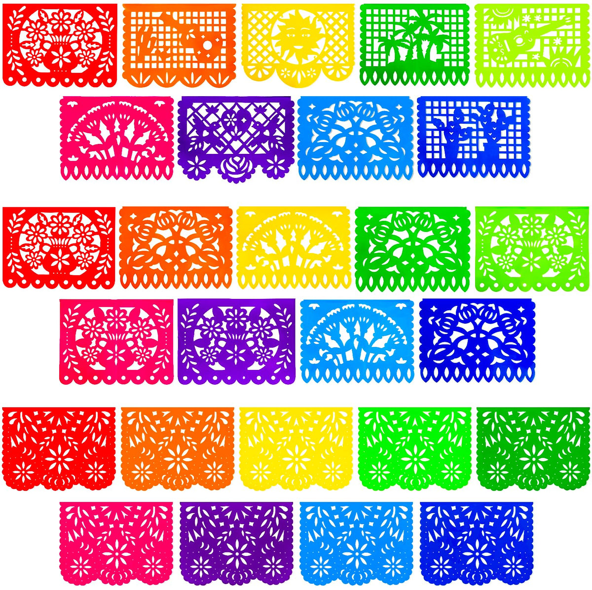 Mexican Fiesta Papel Picado Banner for Birthday Party Decor