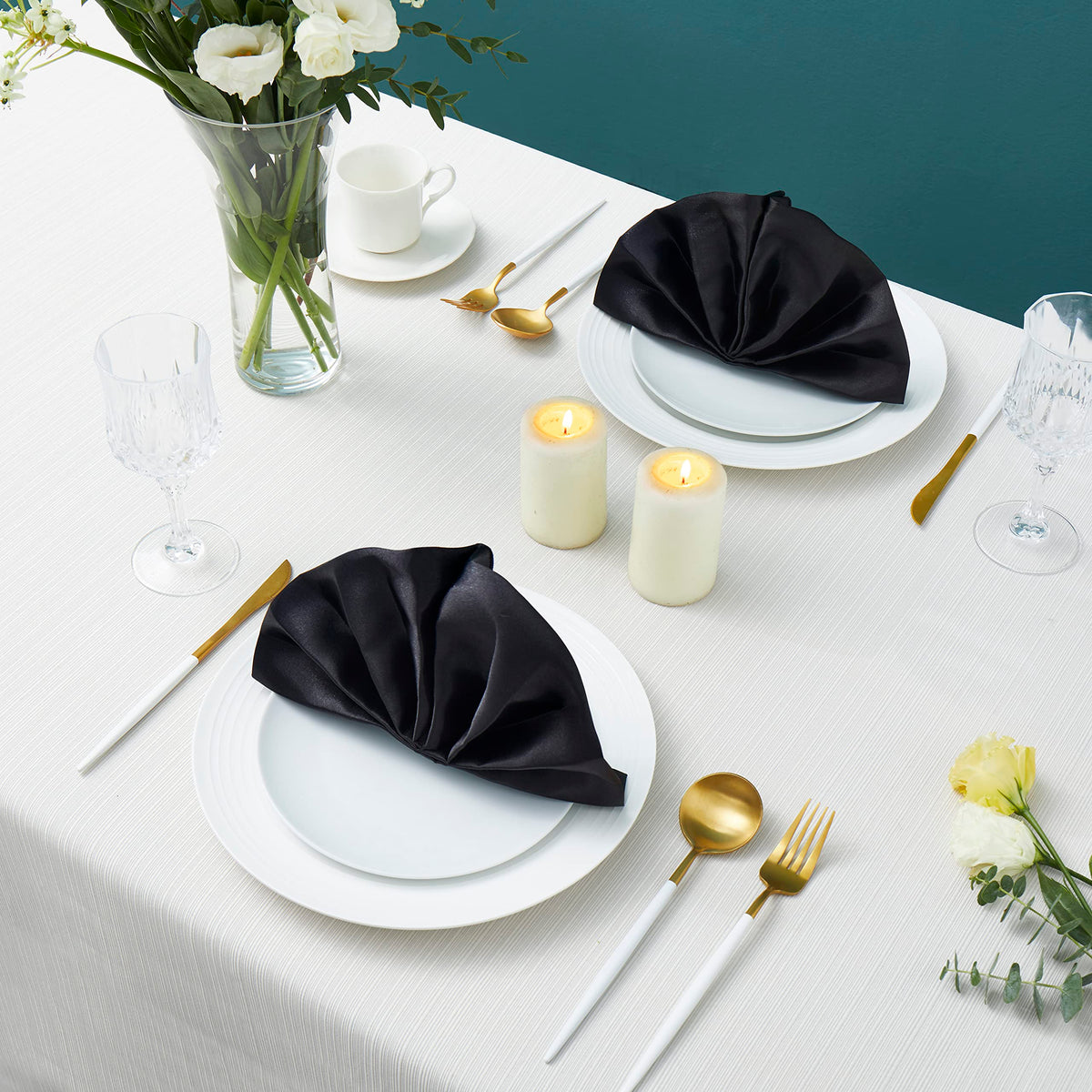 Square Satin Dinner Napkins for Weddings Banquets and Parties