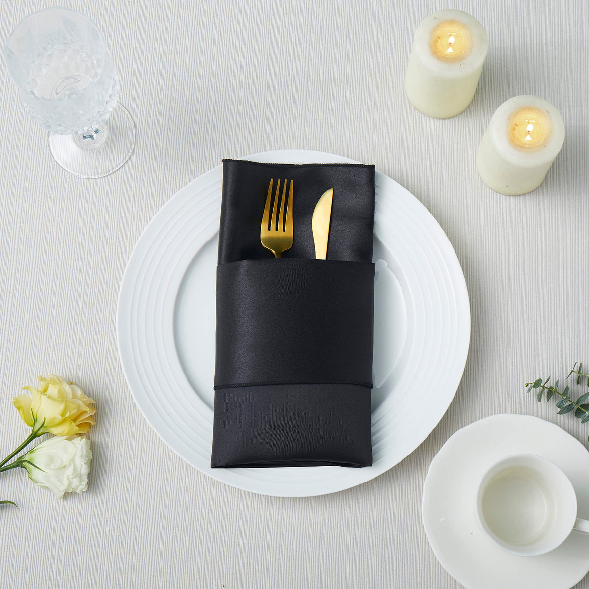 Square Satin Dinner Napkins for Weddings Banquets and Parties