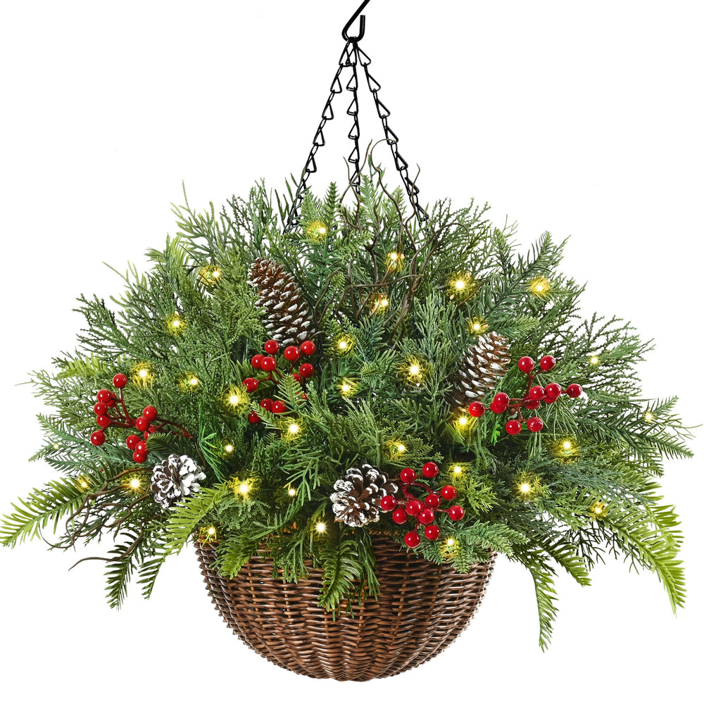 Christmas Hanging Baskets for Outdoor Porch Decorations