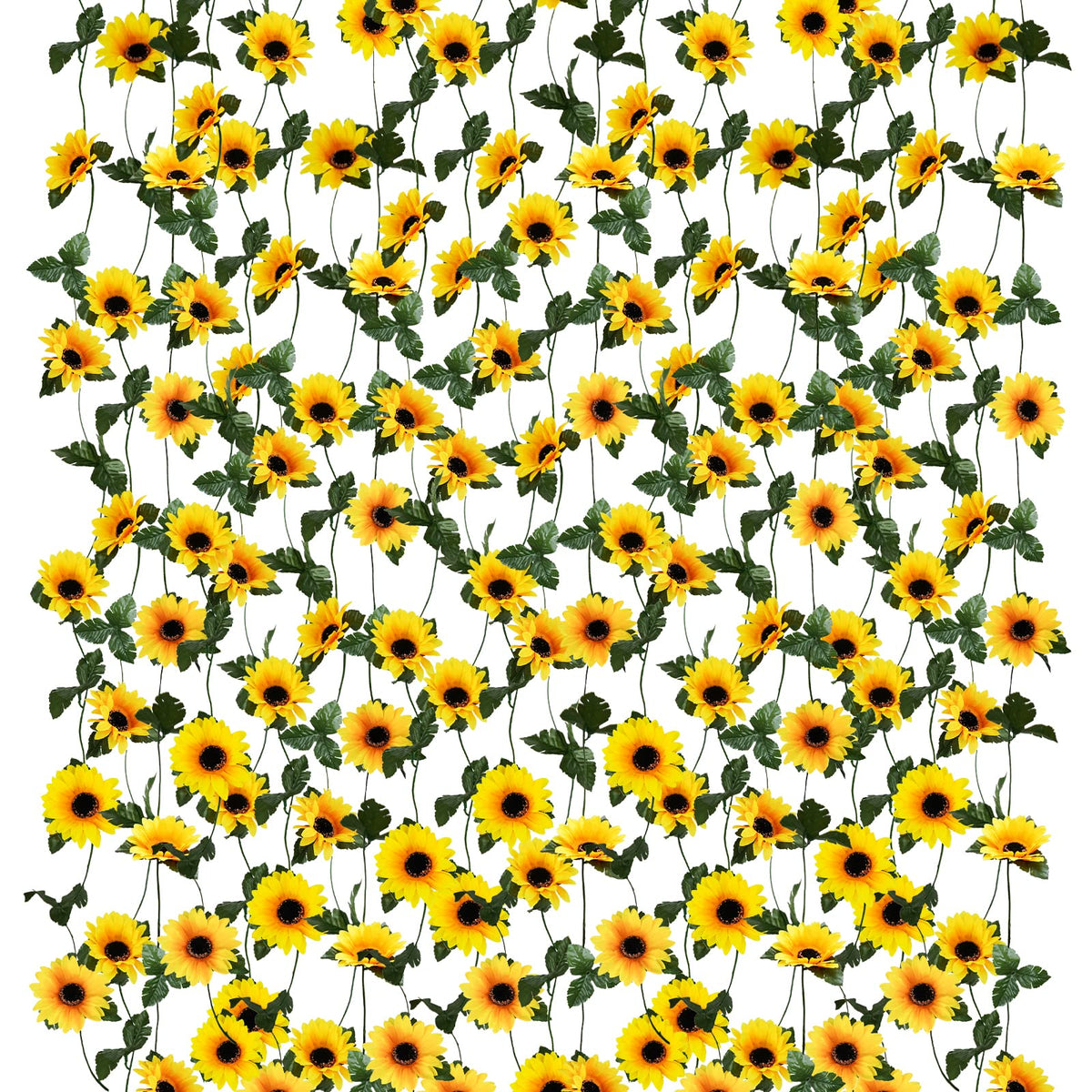 Artificial Sunflower Garland with Green Leaves for Party Decor