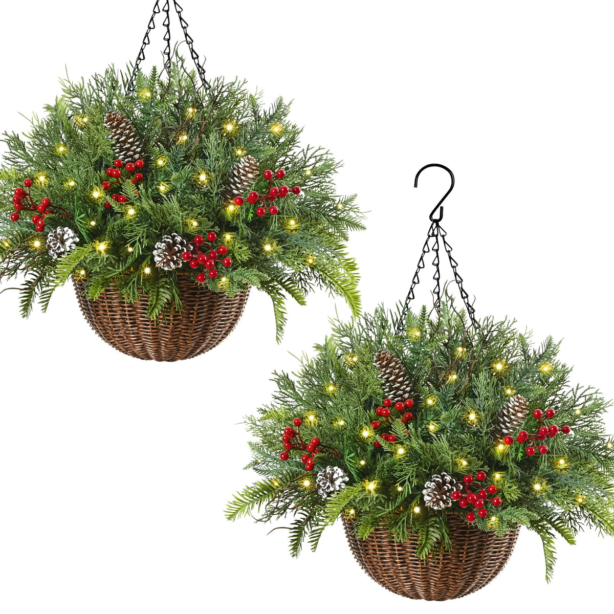 Christmas Hanging Baskets for Outdoor Porch Decorations