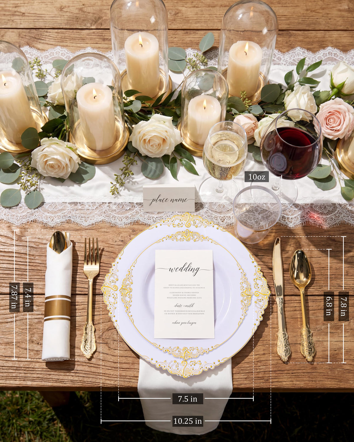 Gold Disposable Dinnerware Set for 50 Party Guests